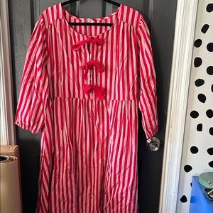Red and White Striped Maxi Dress